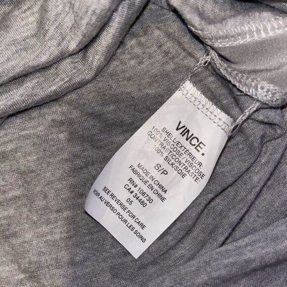 Women's VINCE (Small) Gray Minimalist Tank top 100% Viscose Silk Trim NWT $98 - Picture 13 of 14
